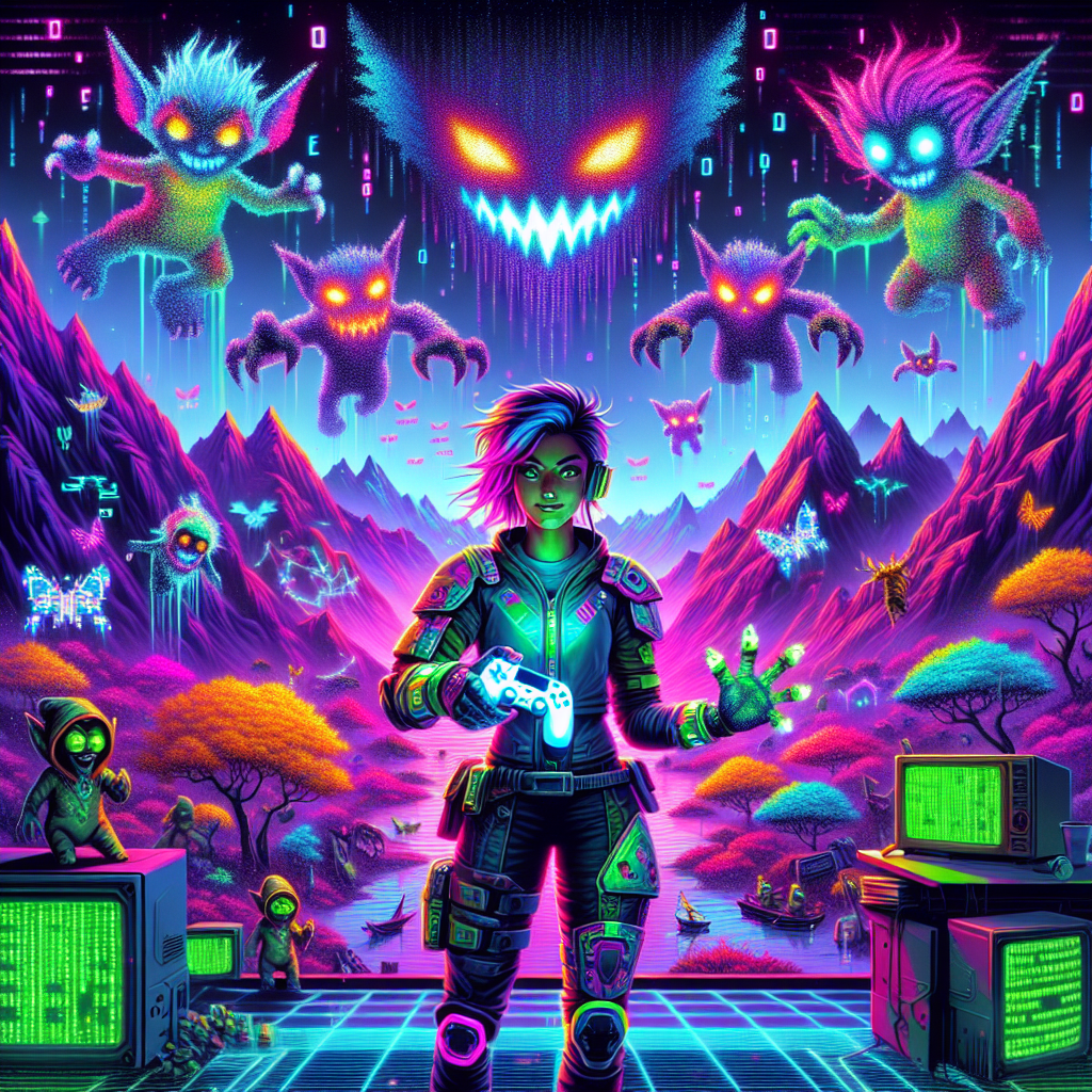 Pixel and the Glitch Gremlins' Game World