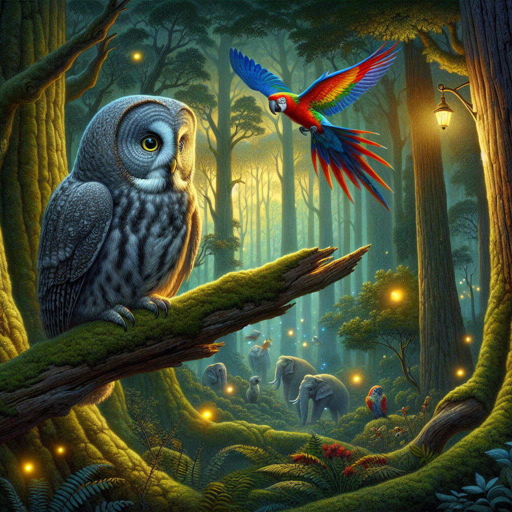 The Wise Owl's Colorful Feathers