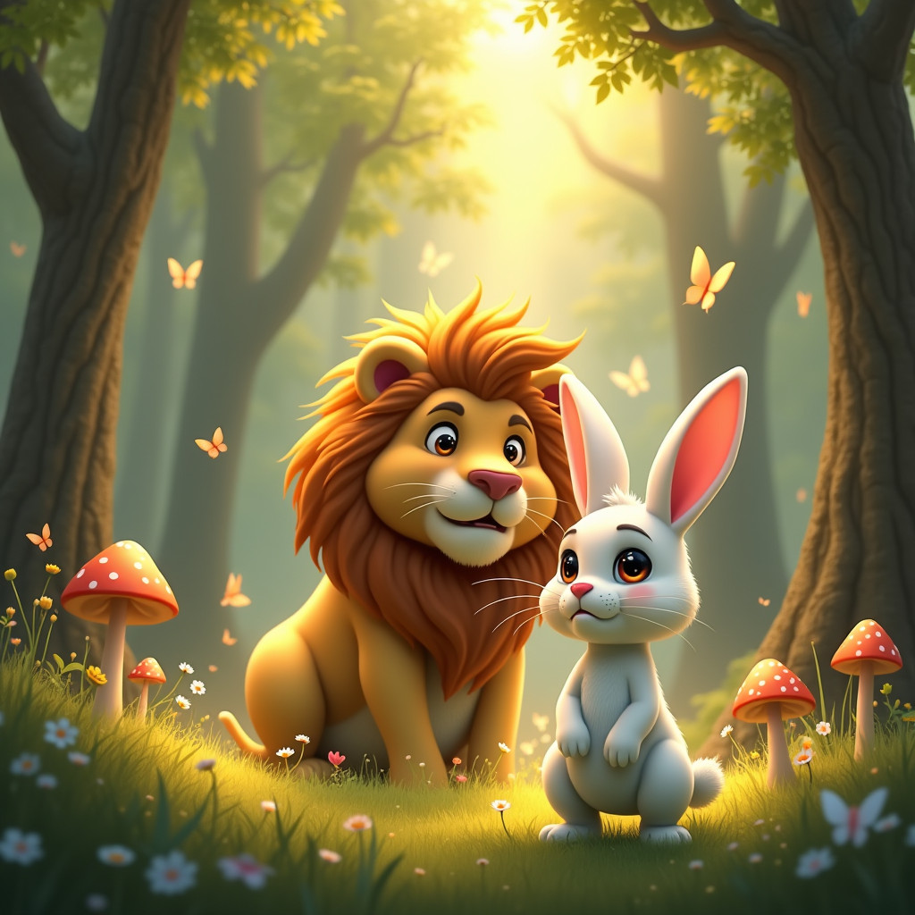 Tale About Brave Bunny and A Lion who was afraid of everything
