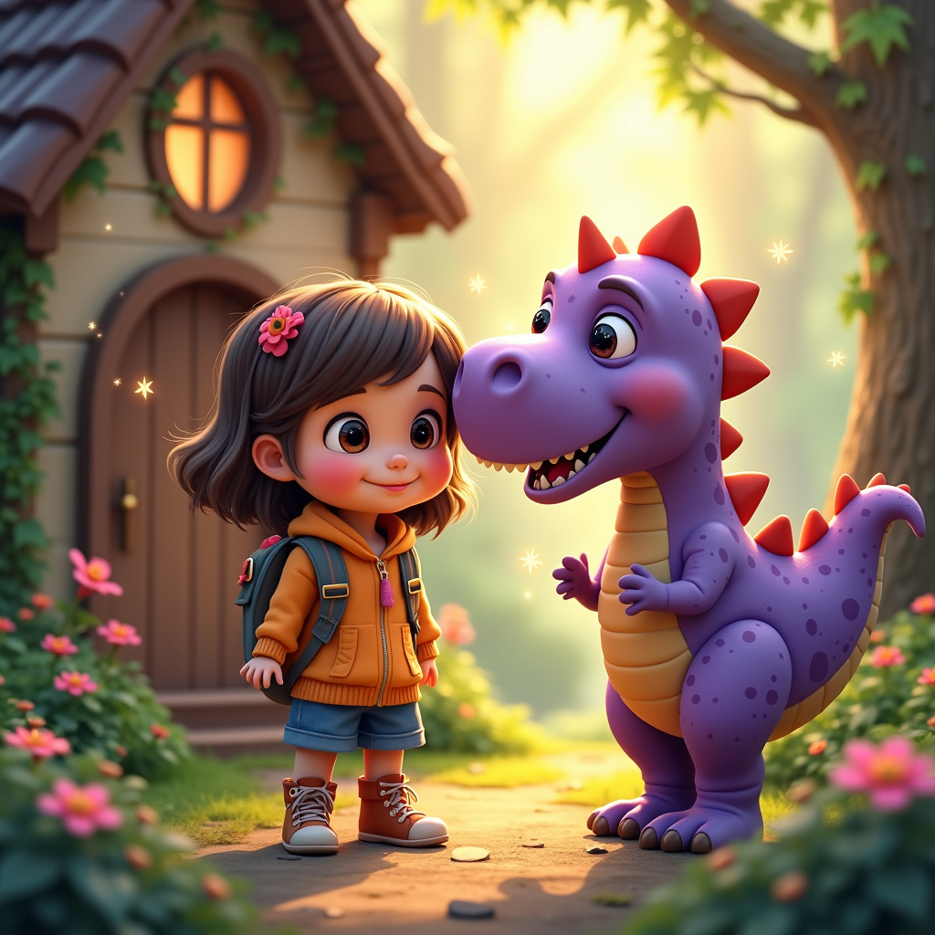 Anja and Dino (the dinosaurus)