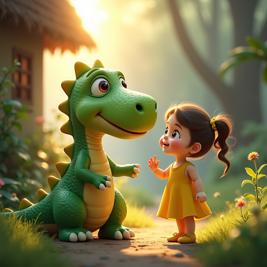 Anja and Dino (the green dinosaurus)