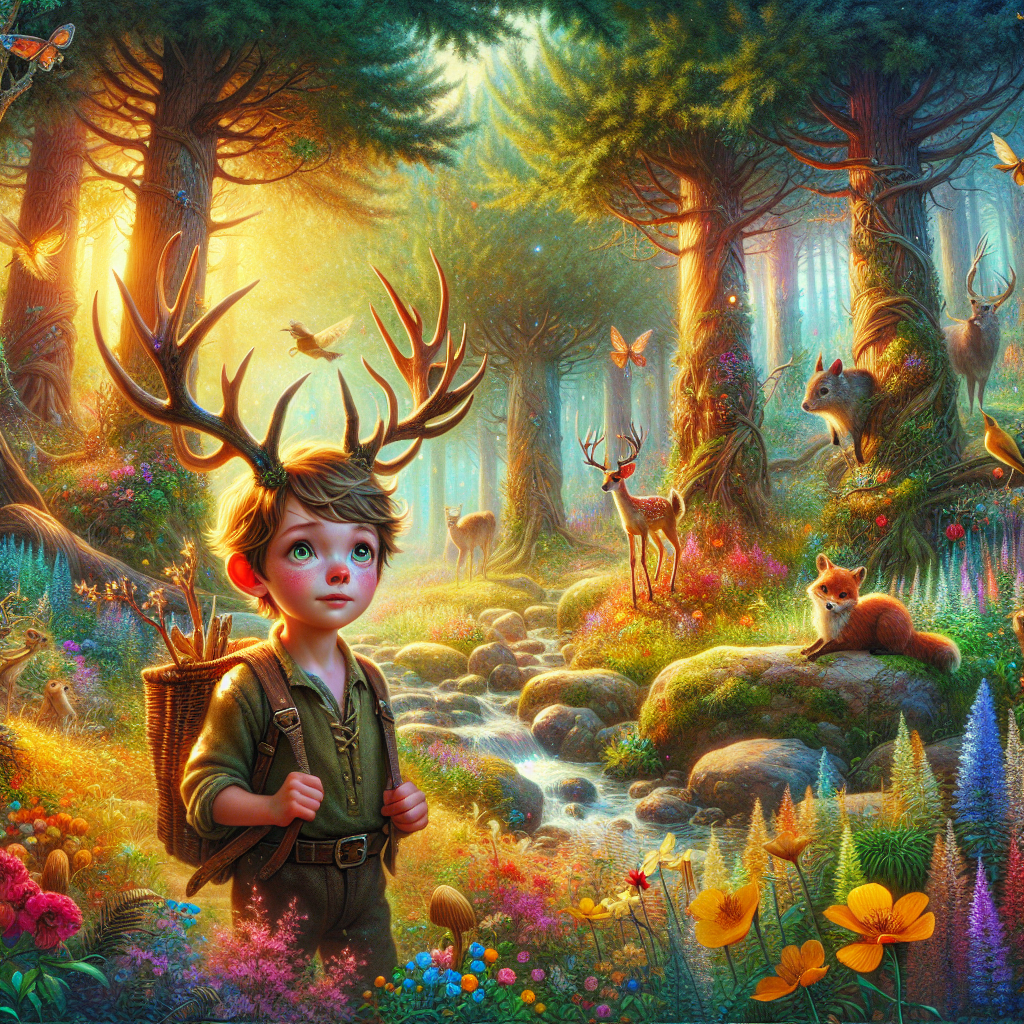 Маленький хлопчик із рогами оленя