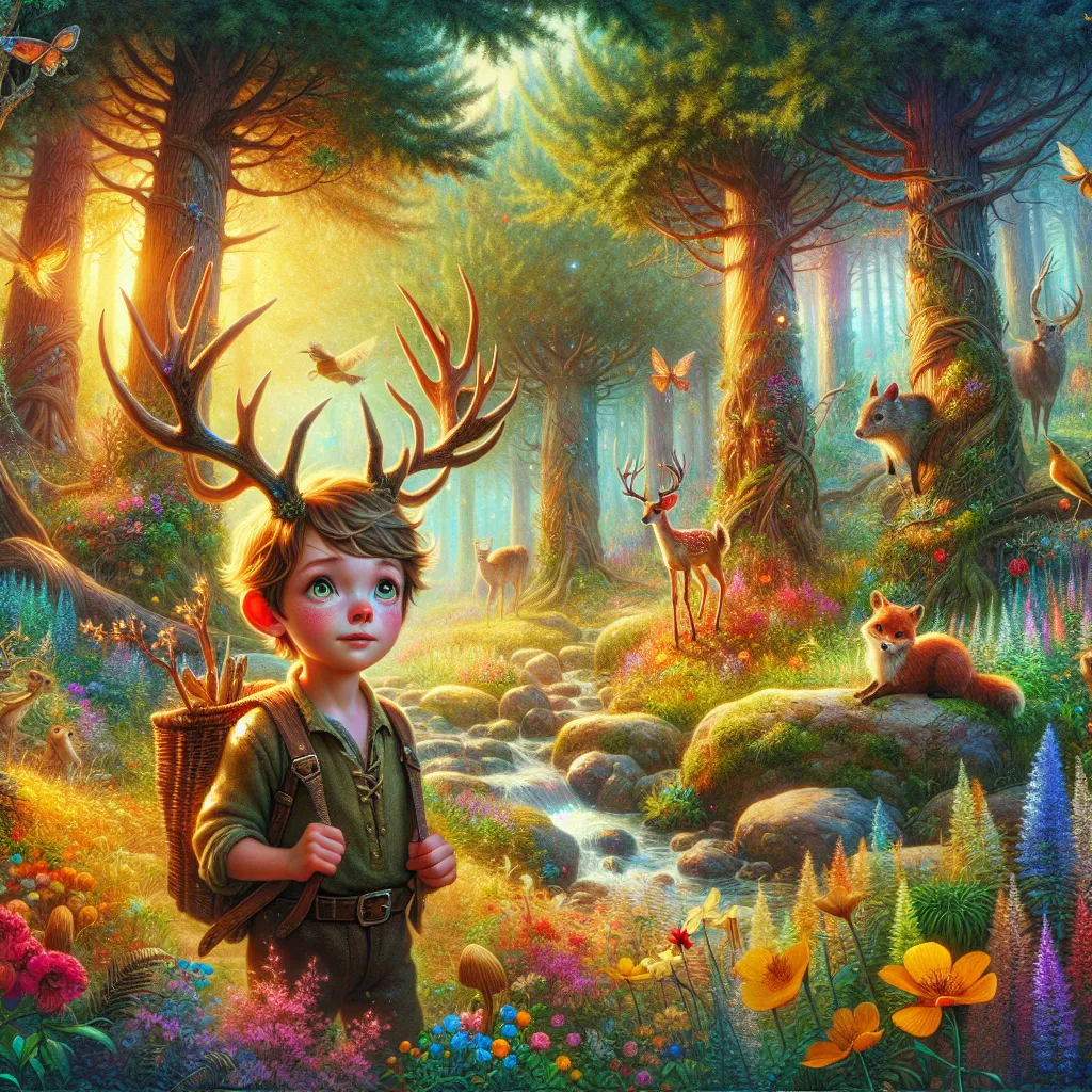 Маленький хлопчик із рогами оленя
