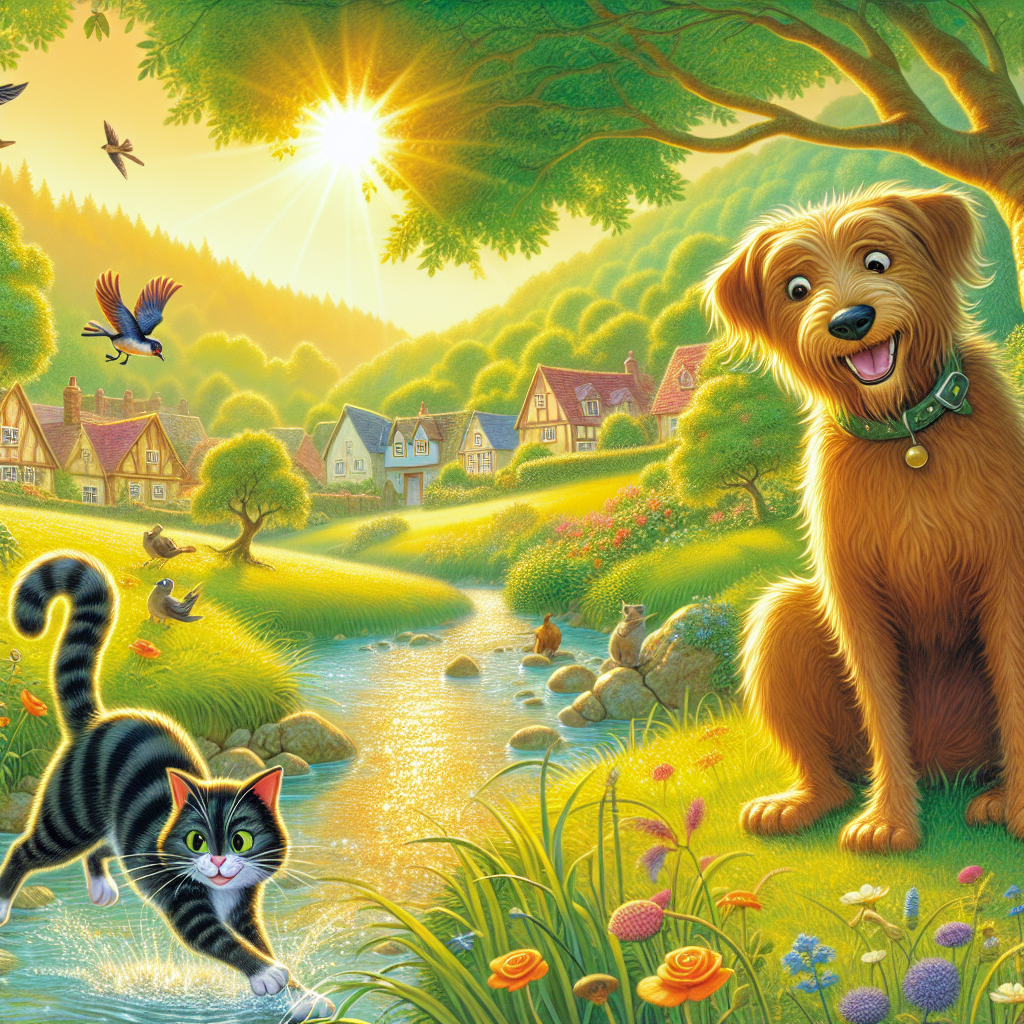 How cat scare big dog and had a lot if fun